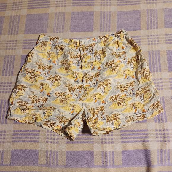 Vintage American Eagle Boxer Briefs Beach Trunk Medium Rare 90s Sail Boat Water